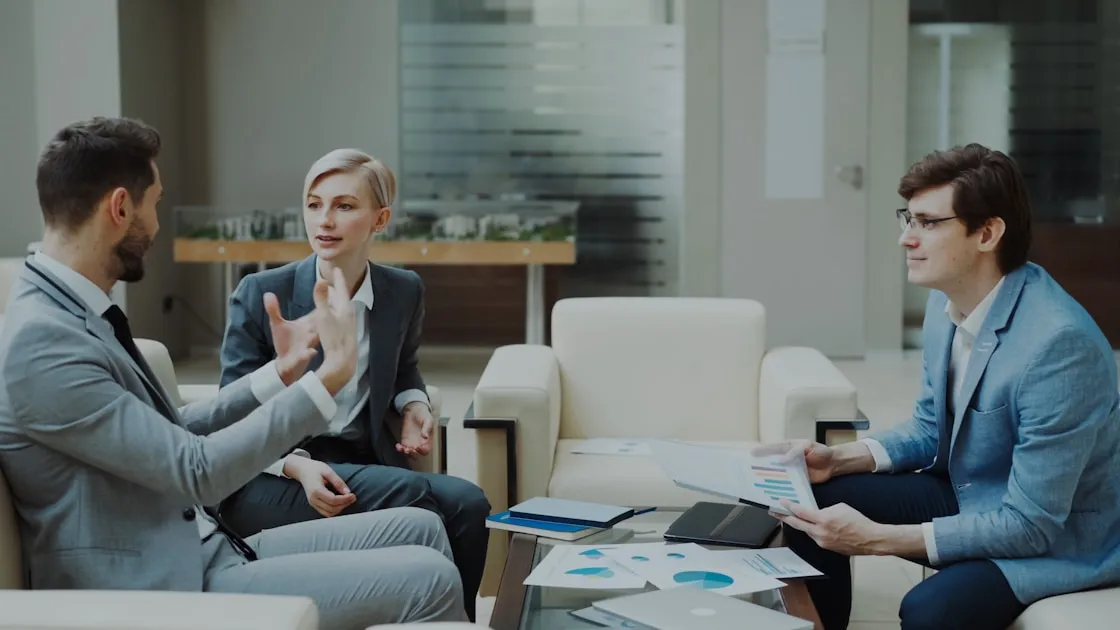 Professionals collaborating in a meeting